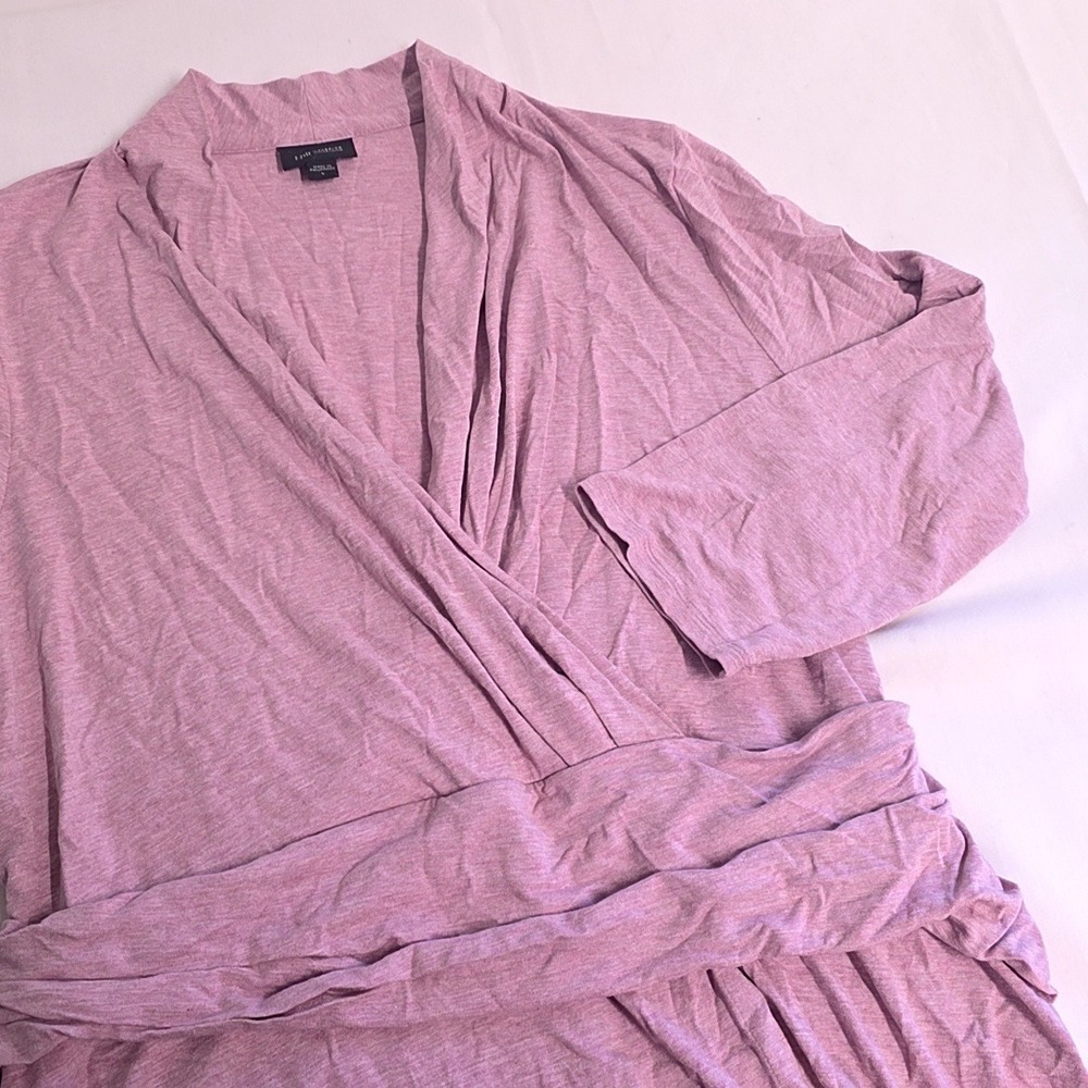J. Jill Top Women L Pink Wearever Pullover Faux Wrap Draped Peplum 3/4 Sleeve